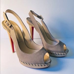 Christian Louboutin Women’s Shoes Indiana Sling Taupe 697/Beige